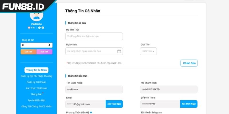Chính Sách Bảo Mật FUN88 3 Chính sách bảo mật FUN88 quản lý tài khoản